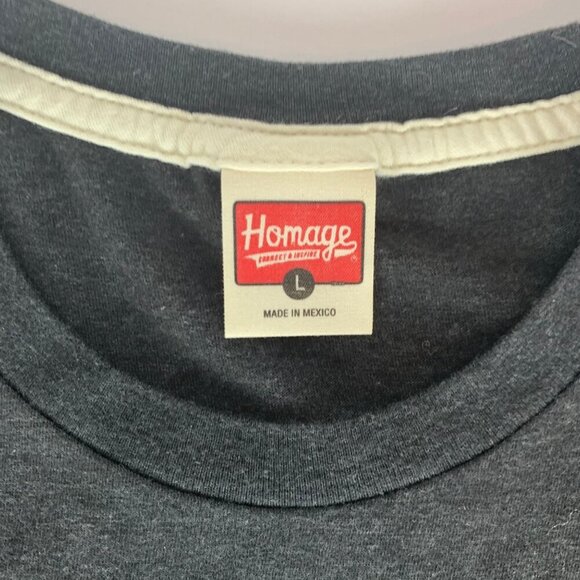 Homage Charcoal Gray Its Not The Mountains We Overcome Crewneck Shirt Mens Large - Picture 4 of 6